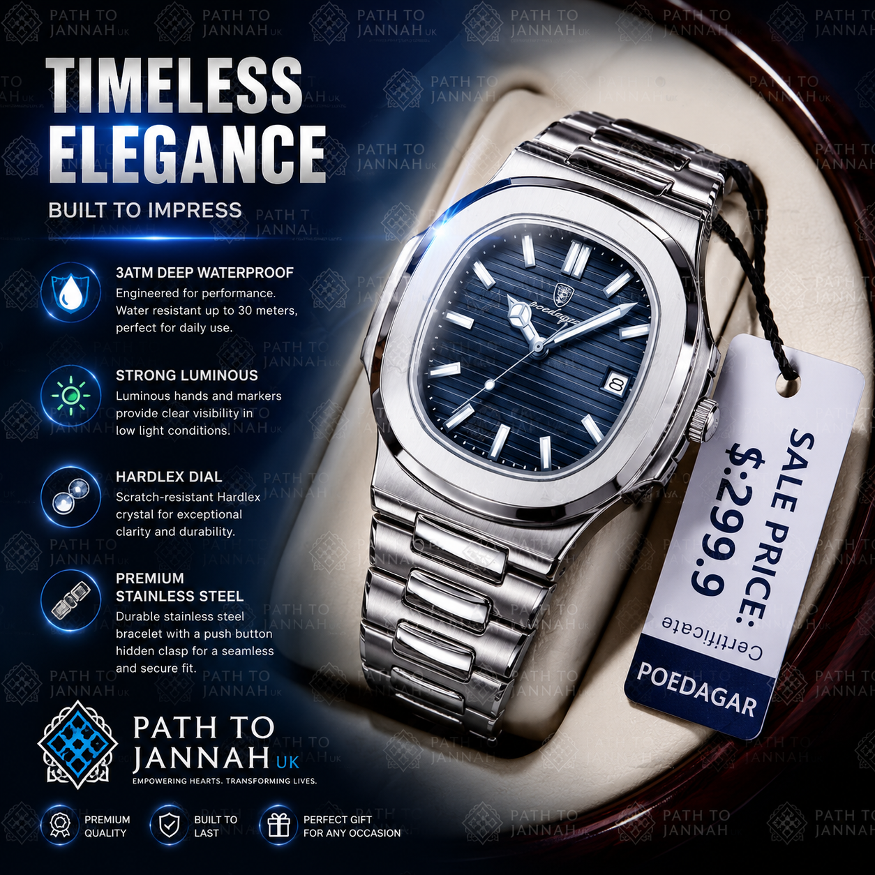 Wristwatch Business Luxury Square Men Quartz Watch Waterproof Luminous Date