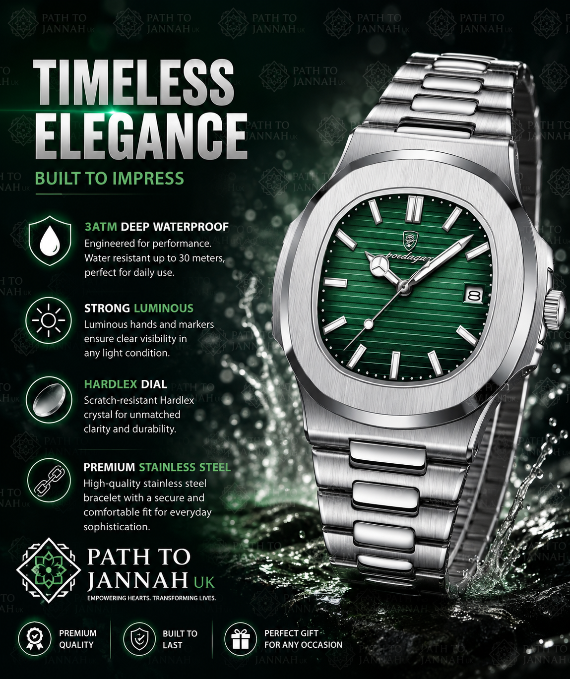 Wristwatch Business Luxury Square Men Quartz Watch Waterproof Luminous Date