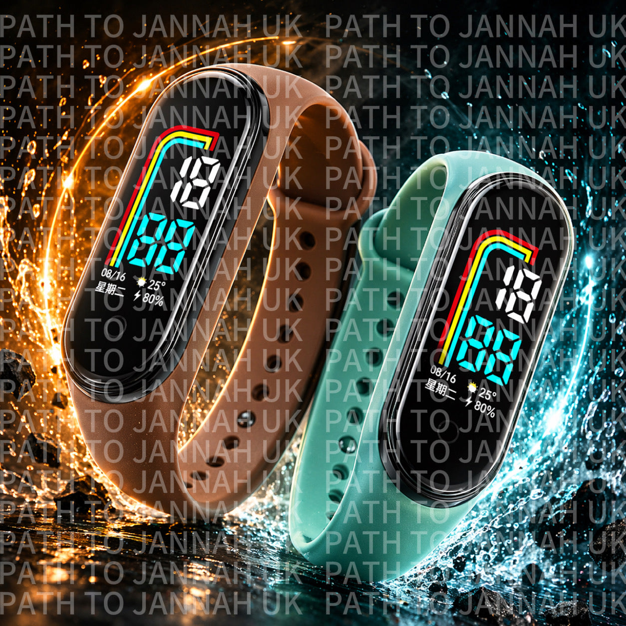 E. Rainproof Unisex Digital Watch - Time Date Year Display - Perfect School Gift