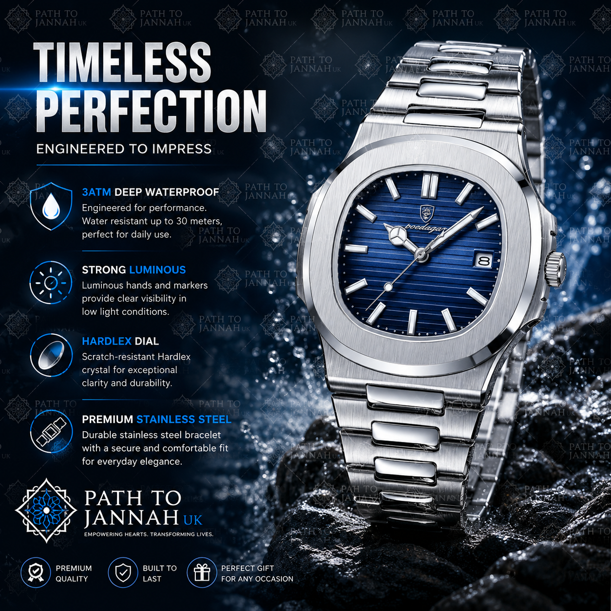 Wristwatch Business Luxury Square Men Quartz Watch Waterproof Luminous Date