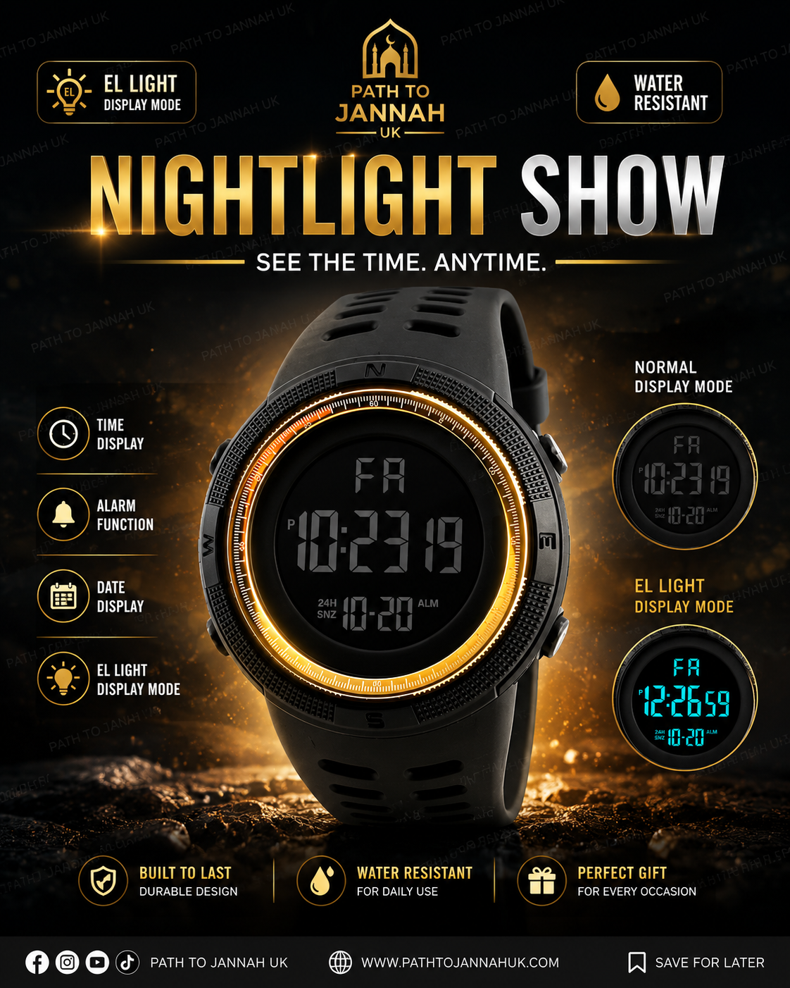 Electronic Watch Multi-function Cold Light Watch Student Round Led Watch