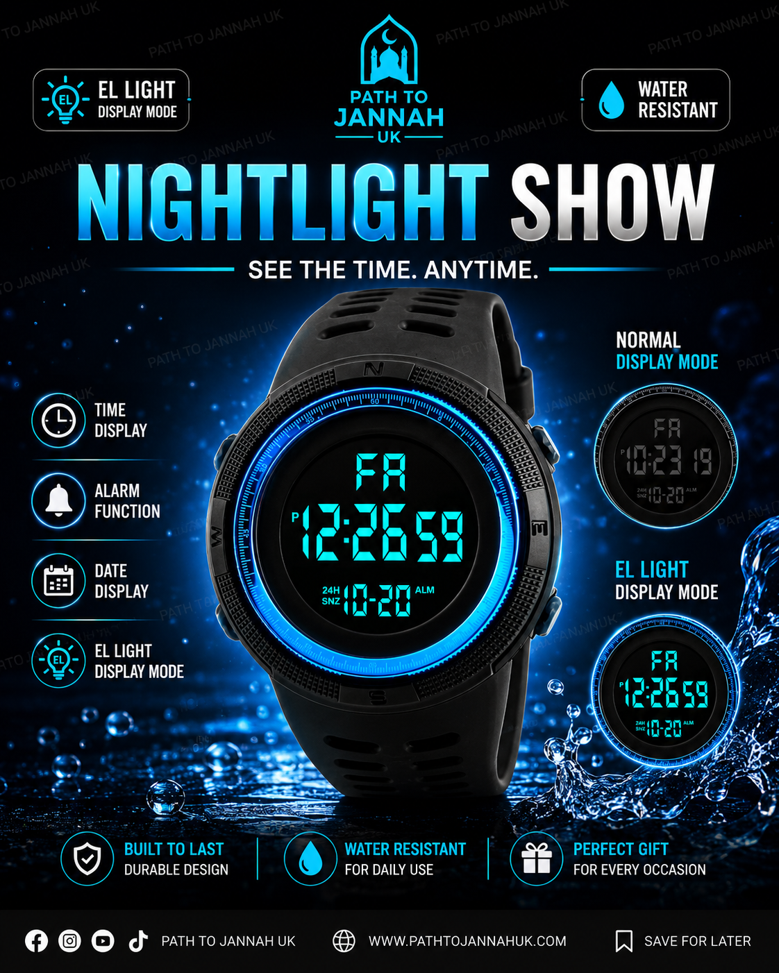 Electronic Watch Multi-function Cold Light Watch Student Round Led Watch